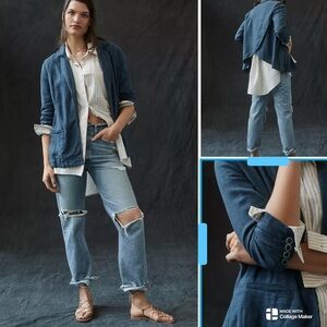 Anthropologie NWOT Linen blend vintage wash blazer